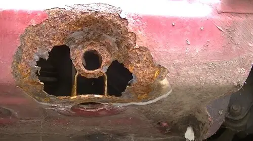 Rust Hole on Structure Area of Car