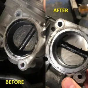 Dirty Throttle Body Before and After.